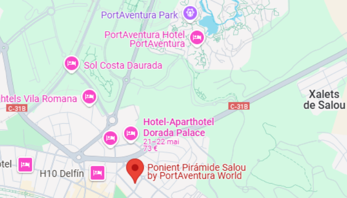 Situation hotel Ponient Pirámide Salou 4*