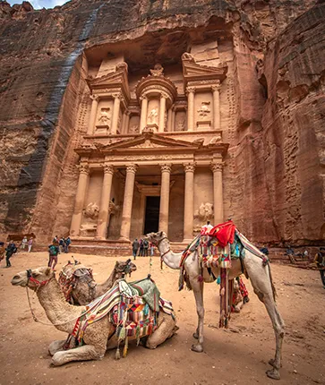Des chameaux devant la Khazneh